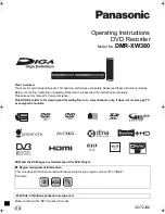 Panasonic DIGA DMR-XW380 Operating Instructions Manual preview