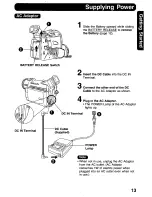 Предварительный просмотр 13 страницы Panasonic Digital Palmcoder PalmSight PV-DV400 Operating Manual