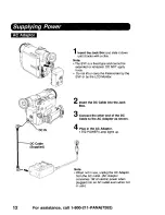 Предварительный просмотр 12 страницы Panasonic Digital Palmcoder PalmSight PV-DV900 Operating Instructions Manual