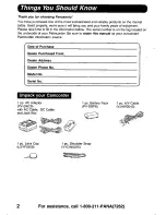 Предварительный просмотр 2 страницы Panasonic Digital Palmcoder PalmSight PV-DV900 Operating Manual