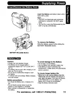 Preview for 11 page of Panasonic Digital Palmcoder PalmSight PV-DV900 Operating Manual