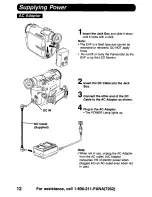 Предварительный просмотр 12 страницы Panasonic Digital Palmcoder PalmSight PV-DV900 Operating Manual