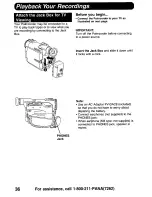 Предварительный просмотр 36 страницы Panasonic Digital Palmcoder PalmSight PV-DV900 Operating Manual