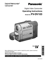 Panasonic Digital Palmcoder PV-DV103 Operating Instructions Manual preview