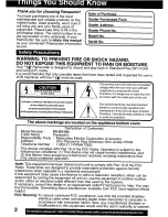 Предварительный просмотр 2 страницы Panasonic Digital Palmcoder PV-DV103 Operating Instructions Manual