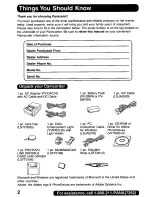 Предварительный просмотр 2 страницы Panasonic Digital Palmcorder PalmSight PV-DV600 Operating Manual