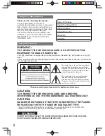 Preview for 2 page of Panasonic Digital Palmcorder PV-GS69 Operating Instructions Manual