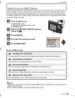 Preview for 27 page of Panasonic DMC FS7G - Lumix Digital Camera Operating Instructions Manual