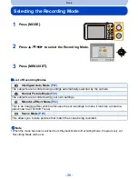 Предварительный просмотр 26 страницы Panasonic DMC-SZ5K Owner'S Manual