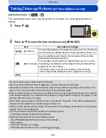 Предварительный просмотр 62 страницы Panasonic DMC-SZ9 Owner'S Manual