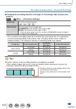 Предварительный просмотр 110 страницы Panasonic DMC-TZ110 Operating Instructions For Advanced Features