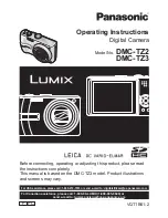 Preview for 1 page of Panasonic DMC-TZ3A - Lumix Digital Camera Operating Instructions Manual