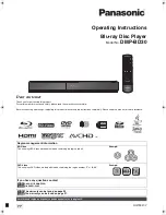 Panasonic DMP BD30 - Multi Region Blu Ray PAL/NTSC DVD Player Operating Instructions Manual preview