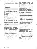 Preview for 2 page of Panasonic DMP-BD843 Basic Operating Instructions Manual