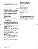 Preview for 2 page of Panasonic DMP-BDT120 Operating Instructions Manual