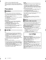 Preview for 2 page of Panasonic dmp-bdt280 Basic Operating Instructions Manual