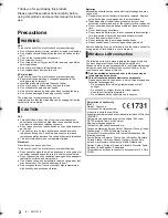 Preview for 2 page of Panasonic DMP-BDT383 Basic Operating Instructions Manual