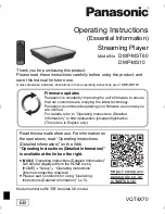 Preview for 1 page of Panasonic DMP-MS10 Operating Instructions Manual