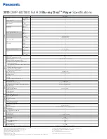 Preview for 2 page of Panasonic DMPBDT300 - 3D BLU-RAY DISC PLAYER Specifications