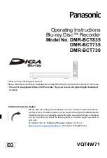 Panasonic DMR-BCT835 Operating Instructions Manual preview