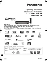 Panasonic DMR-BWT700 Operating Instructions Manual preview