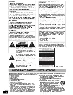 Preview for 2 page of Panasonic DMR-ES25 Operating Instructions Manual