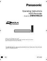 Panasonic DMR-HW220DMR-HW220 Operating Instructions Manual preview