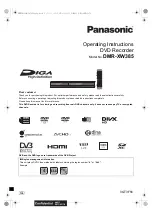 Panasonic DMR-XW385 Operating Instructions Manual preview