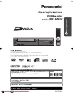 Panasonic DMREA38V - DVD RECORDER - MULTI LANGUAGE Operating Instructions Manual preview