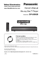 Preview for 1 page of Panasonic DP-UB820EB-K Owner'S Manual