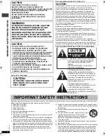 Preview for 2 page of Panasonic DVD-S25UP-S Operating Operating Instructions Manual