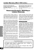 Preview for 46 page of Panasonic DVDLV57 - PORTABLE DVD Operating Instructions Manual