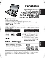 Предварительный просмотр 1 страницы Panasonic DVDLX110 - PORTABLE DVD PLAYER Operating Instructions Manual