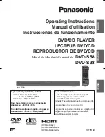 Panasonic DVDS38 - DVD/CD PLAYER - MULTI LANGUAGE Operating Instructions Manual предпросмотр