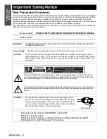 Preview for 2 page of Panasonic DW6300ULS - WXGA DLP Projector 720p Operating Instructions Manual