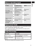 Preview for 9 page of Panasonic ER-GN30 Operating Instructions Manual