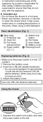 Предварительный просмотр 4 страницы Panasonic ES-RS10 User Manual