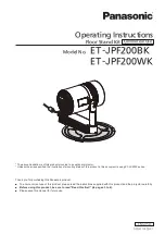 Предварительный просмотр 1 страницы Panasonic ET-JPF200BK Operating Instructions Manual