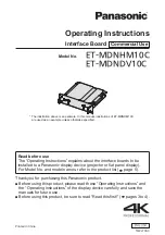 Panasonic ET-MDNDV10 Operating Instructions Manual preview