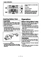 Preview for 10 page of Panasonic EY3530 - CORDLESS METAL SAW Operating Instructions Manual