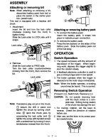 Предварительный просмотр 7 страницы Panasonic EY6931 - 15.6V HAMMER DRILL Operating Manual