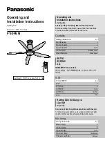 Preview for 1 page of Panasonic F-60FEN Operating And Installation Instructions