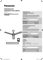 Panasonic F-M15AC Operating And Installation Instructions preview