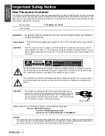 Предварительный просмотр 2 страницы Panasonic F100U - XGA LCD Projector Operating Instructions Manual