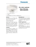 Panasonic Fire Alarm Systems Heat Detectors 6275 Specification Sheet предпросмотр