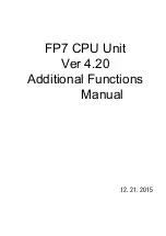 Panasonic FP7 Series Additional Functions Manual preview