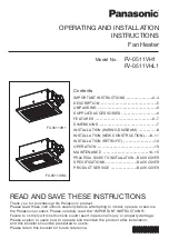 Preview for 1 page of Panasonic FV-0511VH1 Operating And Installation Instructions