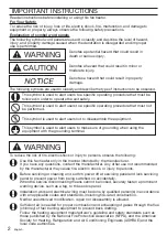 Preview for 2 page of Panasonic FV-0511VH1 Operating And Installation Instructions