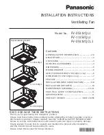 Предварительный просмотр 1 страницы Panasonic FV-0511VQCL1 Installation Instructions Manual