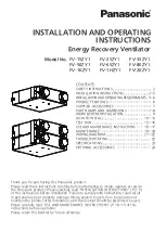 Preview for 1 page of Panasonic FV-15ZY1 Installation And Operating Instructions Manual